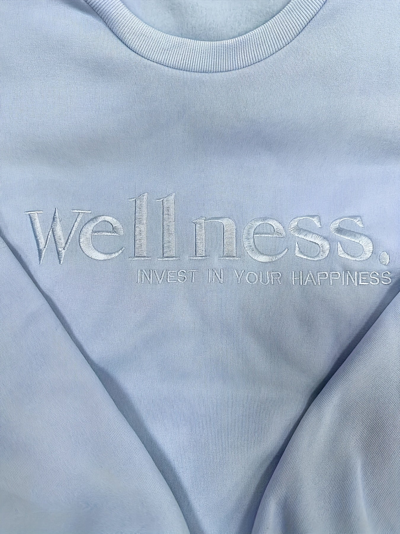 Pullover Letter Embroidery Sweatshirt, Casual Long Sleeve Crew Neck Sweatshirt For Fall & Winter, Women's Clothing