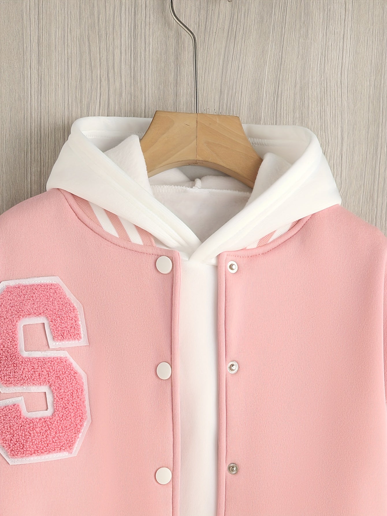 Letter Pattern Color Block Varsity Jacket, Casual Button Front Long Sleeve Outerwear, Women's Clothing