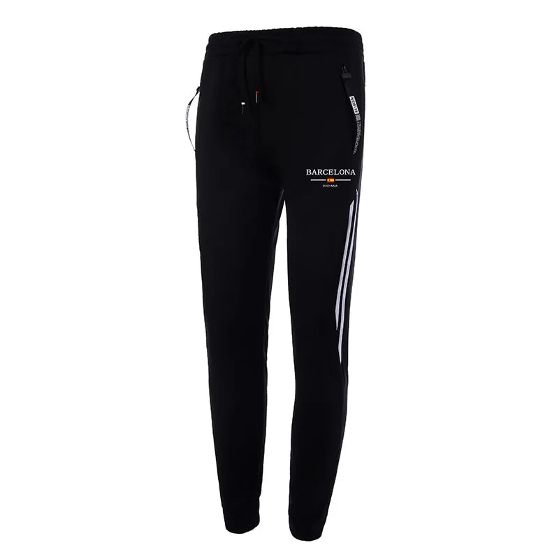 Otoño Invierno trajes deportivos masculinos Barcelona estampado chándal para hombres cremallera Sudadera con capucha y pantalones jogger urbano Casual moda ropa deportiva