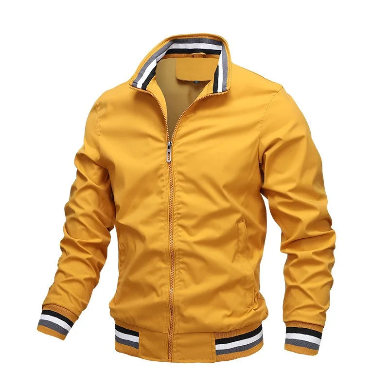 Chaqueta informal con cremallera y cuello levantado para hombre, abrigo para deportes al aire libre, chaqueta cortavientos para hombre, Bomber impermeable, otoño e invierno