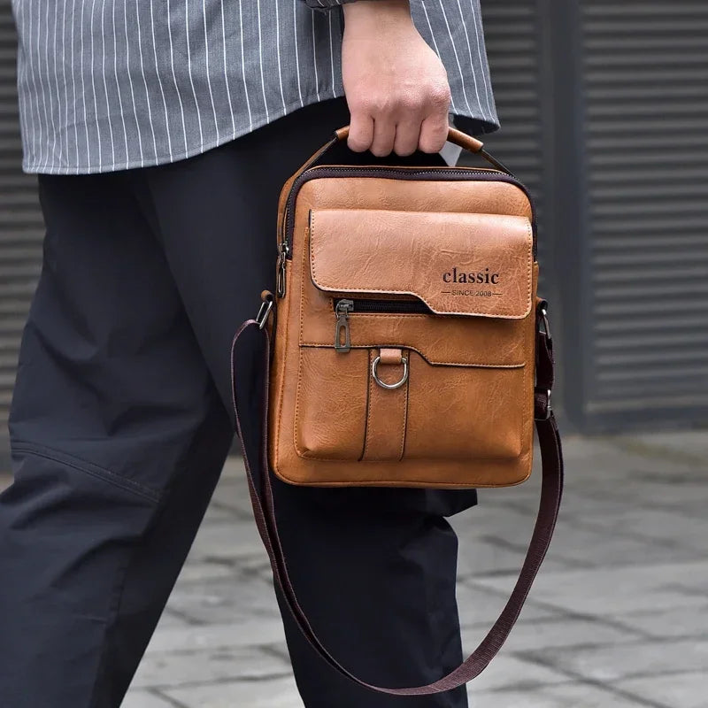 Bolso cruzado para hombre, bolsos de hombro para hombre, bolsos con cremalleras, bolso de cuero Artificial de gran capacidad para hombre, bolsos de mano tipo mensajero, bolsa