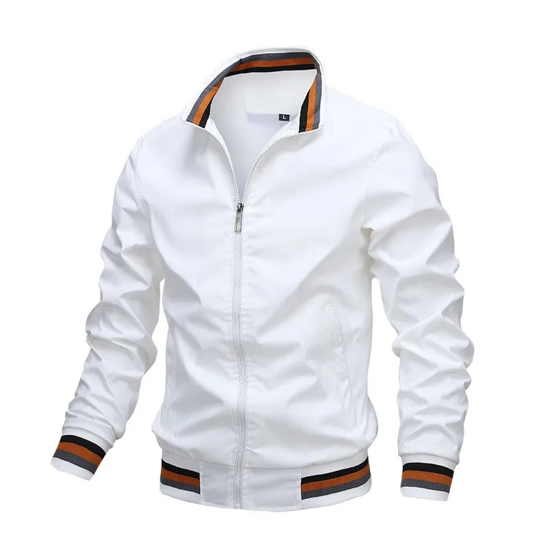 Chaqueta informal con cremallera y cuello levantado para hombre, abrigo para deportes al aire libre, chaqueta cortavientos para hombre, Bomber impermeable, otoño e invierno