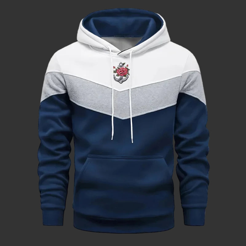 Nuevo en chándal para hombre, sudaderas informales estampadas Tricolor, deportes al aire libre, trotar, ropa para hombre, sudaderas con capucha diarias de otoño e invierno, Tops
