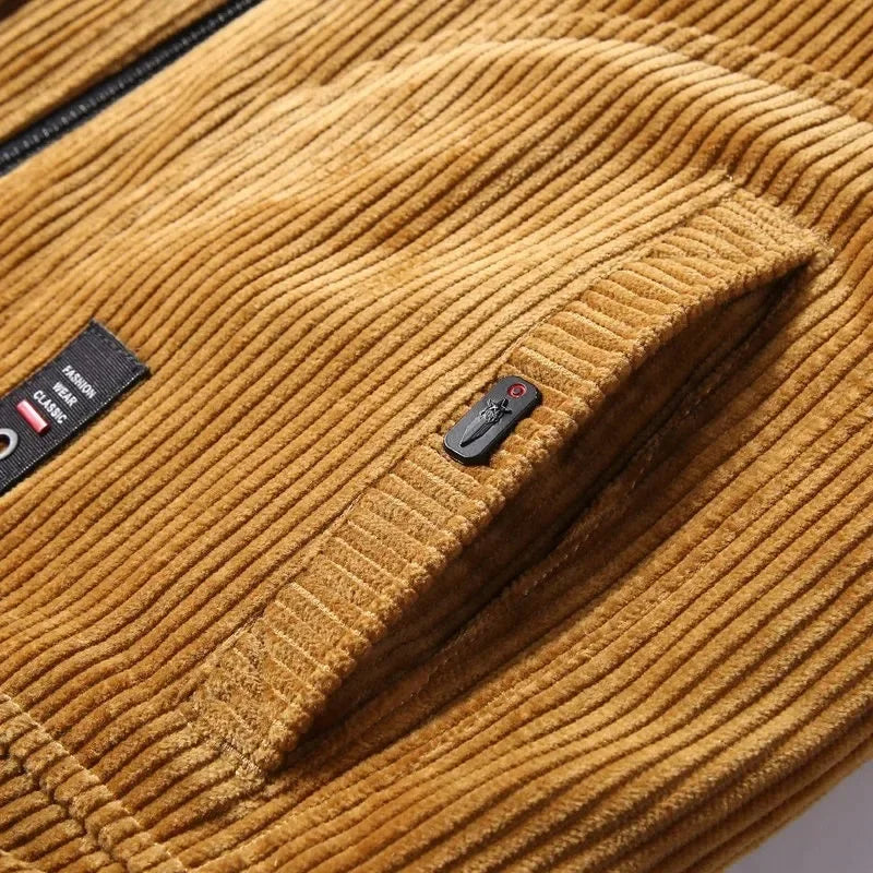 Chaqueta de invierno para hombre, cortavientos térmico de talla grande, chaquetas y abrigos cálidos de pana para invierno, prendas de vestir informales con Cuello de piel