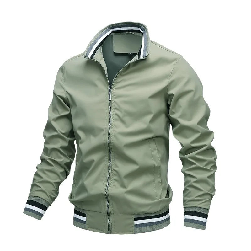 Chaqueta informal con cremallera y cuello levantado para hombre, abrigo para deportes al aire libre, chaqueta cortavientos para hombre, Bomber impermeable, otoño e invierno