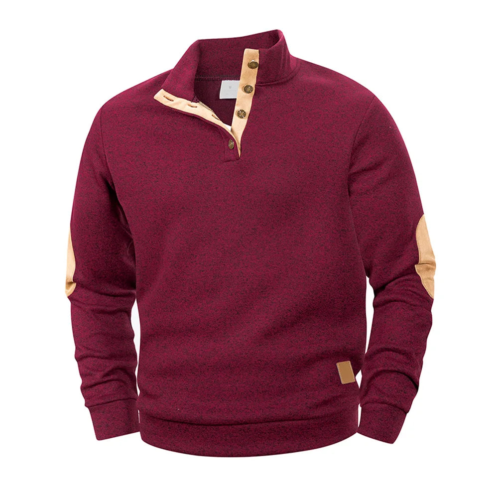 Jersey informal de primavera y otoño para hombre, abrigos tipo Polo Henley con cuello levantado y botones, sudaderas con cuello levantado de manga larga para deporte