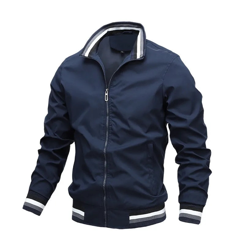 Chaqueta informal con cremallera y cuello levantado para hombre, abrigo para deportes al aire libre, chaqueta cortavientos para hombre, Bomber impermeable, otoño e invierno