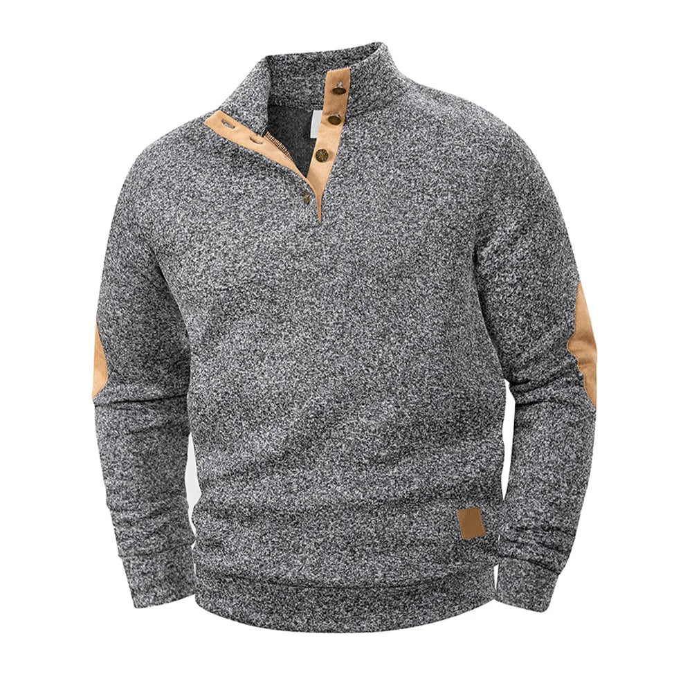 Jersey informal de primavera y otoño para hombre, abrigos tipo Polo Henley con cuello levantado y botones, sudaderas con cuello levantado de manga larga para deporte