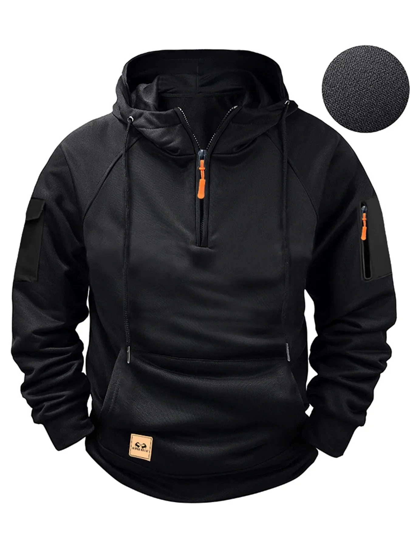 Sudadera con capucha de invierno para hombre con capucha cremallera táctica múltiples bolsillos estilo jersey deportivo casual abrigo de manga larga