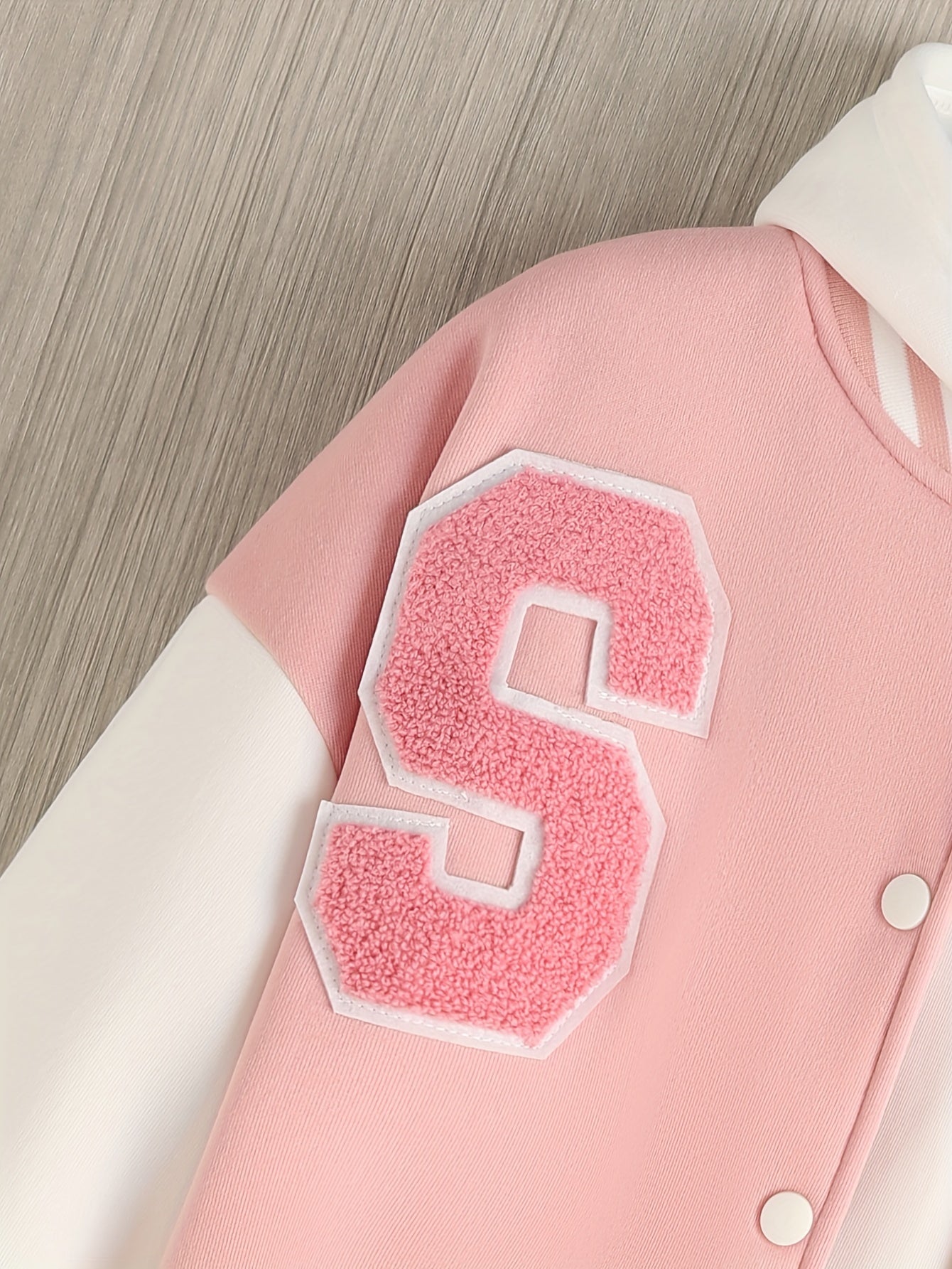 Letter Pattern Color Block Varsity Jacket, Casual Button Front Long Sleeve Outerwear, Women's Clothing