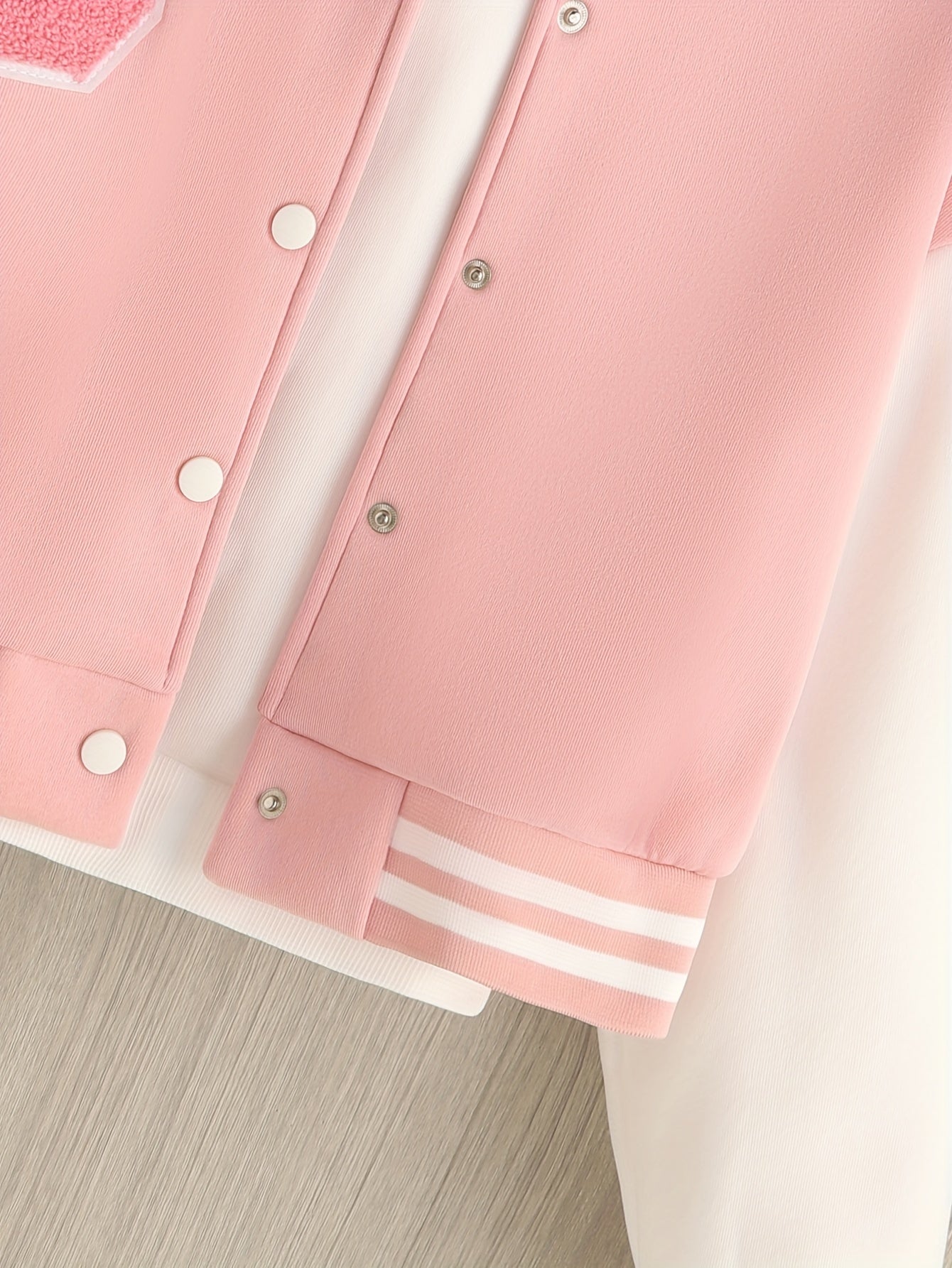 Letter Pattern Color Block Varsity Jacket, Casual Button Front Long Sleeve Outerwear, Women's Clothing