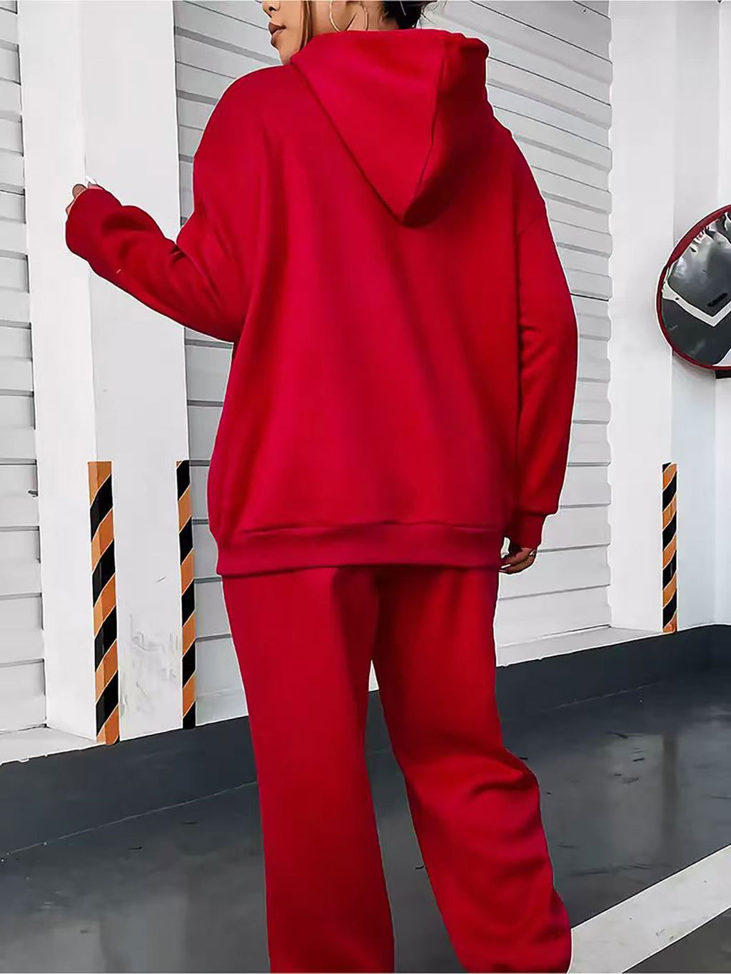 Women'S Casual Two-Piece Set - Letter Print Hoodie and Pants, Long Sleeve, Hooded Top with Front Pocket, Regular Fit Joggers, Polyester, Black, Pink, Red, Gray, Casual Wear | Zip-Up Hoodie, Hooded Women, Thank You For The Clo