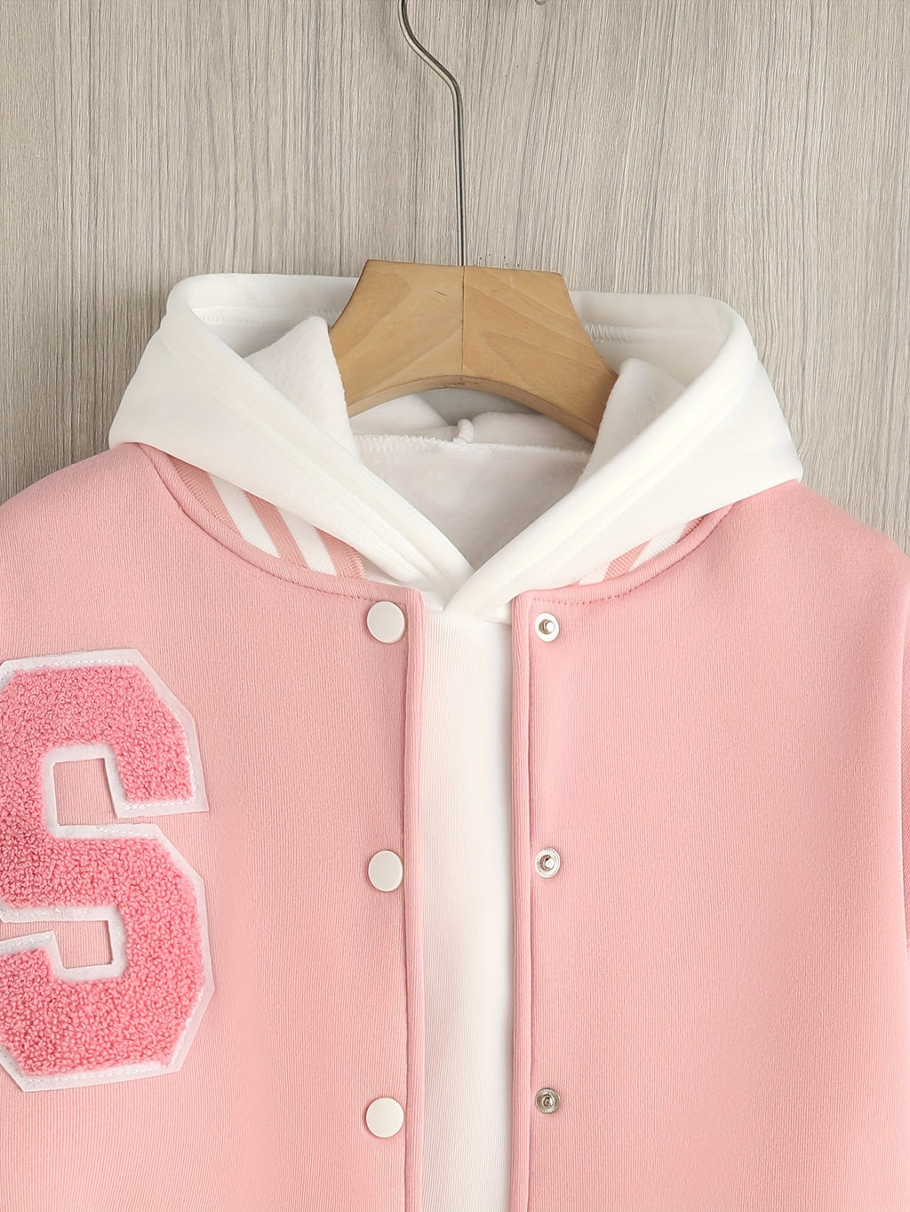 Letter Pattern Color Block Varsity Jacket, Casual Button Front Long Sleeve Outerwear, Women's Clothing