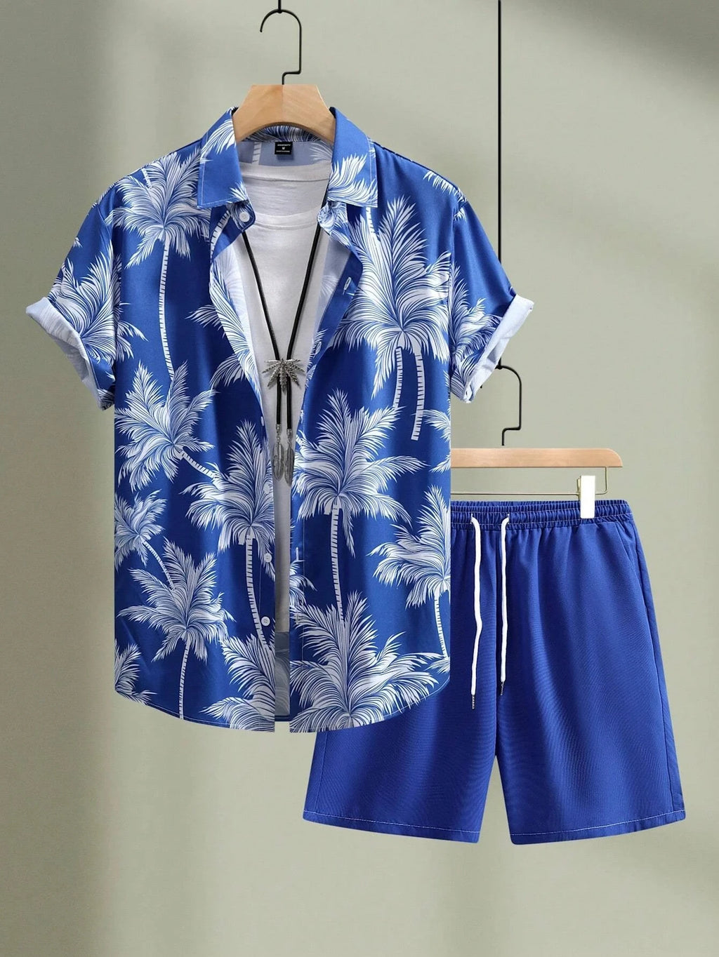 2024 conjuntos de hombre con estampado de retazos y solapa, camisa informal de manga corta, pantalones cortos de playa, ropa de calle de verano, trajes Hawaianos para S-5XL