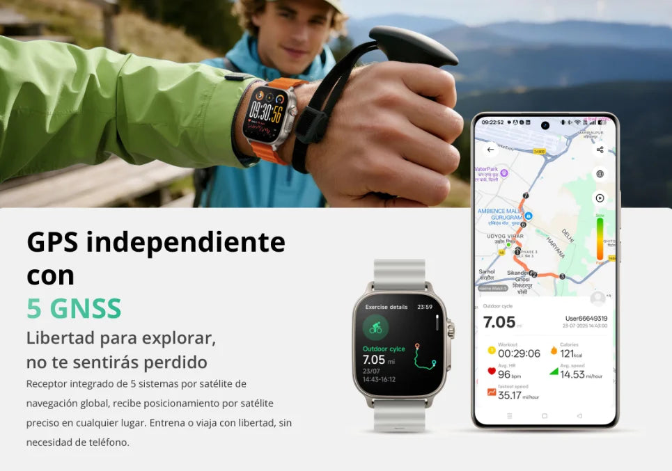 Smartwatch - realme Watch 5, Versión Global, Gran Pantalla AMOLED de 1.97", 16 días Vida de la Batería muy Larga, IP68, 108 modos de deporte y de monitorización de salud, NFC, Brújula y GPS independiente con 5 GNSS, relo