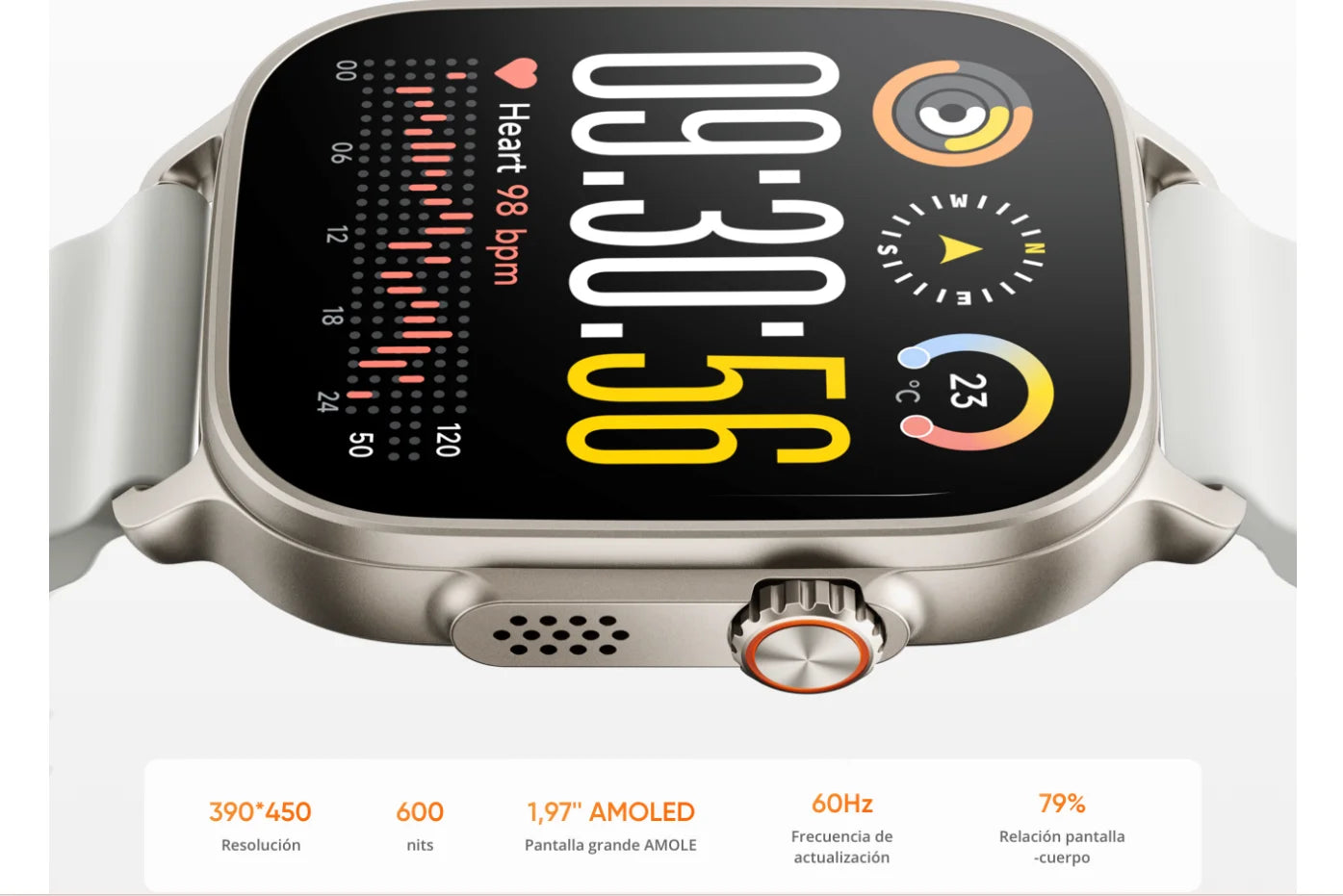 Smartwatch - realme Watch 5, Versión Global, Gran Pantalla AMOLED de 1.97", 16 días Vida de la Batería muy Larga, IP68, 108 modos de deporte y de monitorización de salud, NFC, Brújula y GPS independiente con 5 GNSS, relo