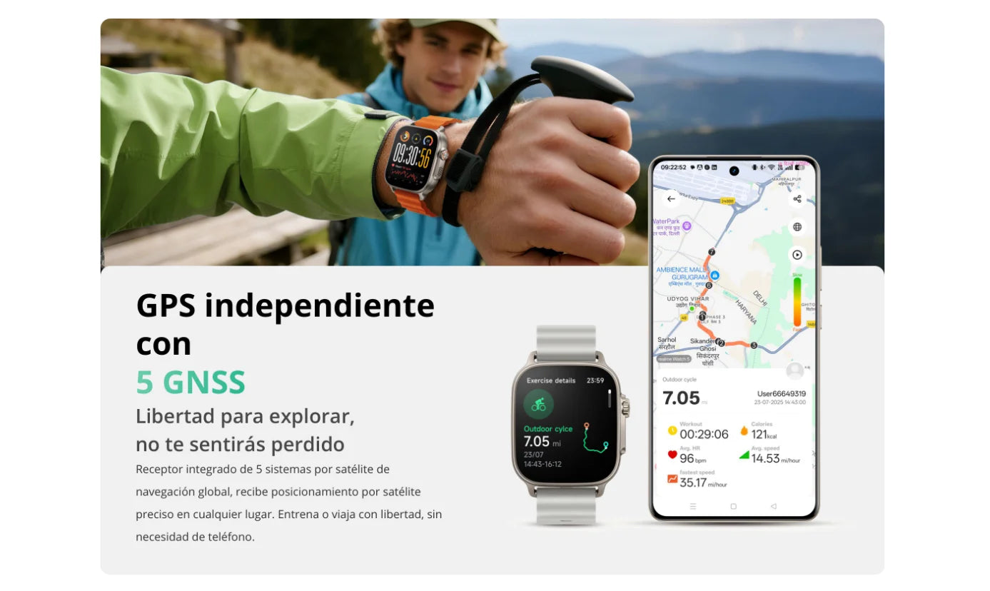 Smartwatch - realme Watch 5, Versión Global, Gran Pantalla AMOLED de 1.97", 16 días Vida de la Batería muy Larga, IP68, 108 modos de deporte y de monitorización de salud, NFC, Brújula y GPS independiente con 5 GNSS, relo