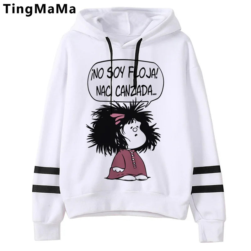 Mafalda-sudaderas con capucha para mujer, sudadera con estampado grunge coreano, estética y2k, 2021