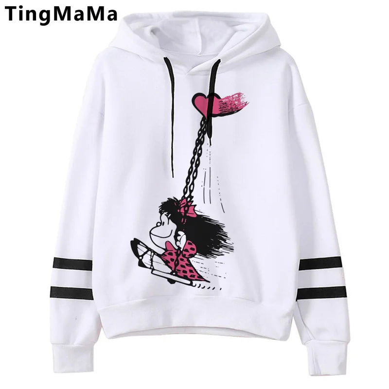 Mafalda-sudaderas con capucha para mujer, sudadera con estampado grunge coreano, estética y2k, 2021