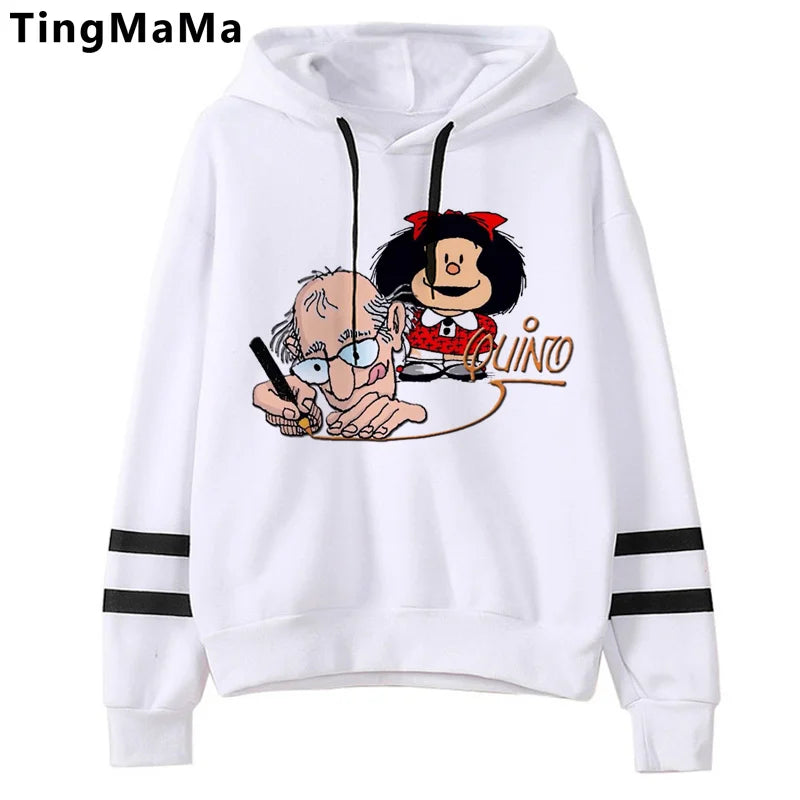 Mafalda-sudaderas con capucha para mujer, sudadera con estampado grunge coreano, estética y2k, 2021