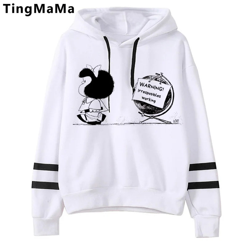 Mafalda-sudaderas con capucha para mujer, sudadera con estampado grunge coreano, estética y2k, 2021