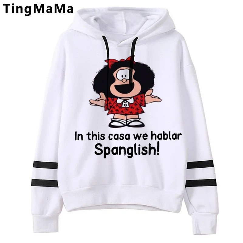 Mafalda-sudaderas con capucha para mujer, sudadera con estampado grunge coreano, estética y2k, 2021