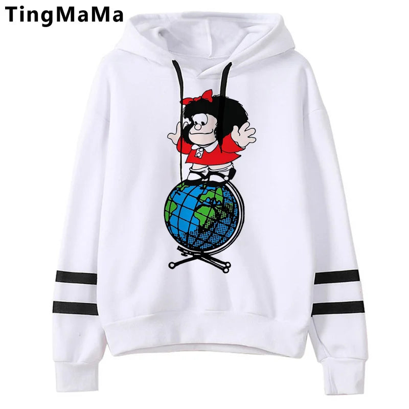 Mafalda-sudaderas con capucha para mujer, sudadera con estampado grunge coreano, estética y2k, 2021