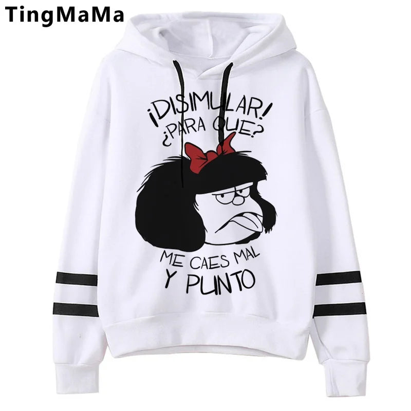 Mafalda-sudaderas con capucha para mujer, sudadera con estampado grunge coreano, estética y2k, 2021