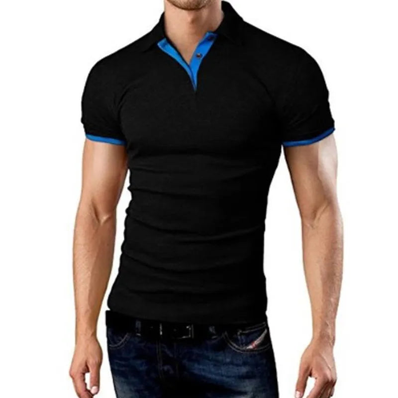 MRMT 2025 nueva camiseta para hombre, pantalón corto informal con solapa, camiseta de manga corta con costuras para hombre, jersey de Color sólido, camiseta para hombre