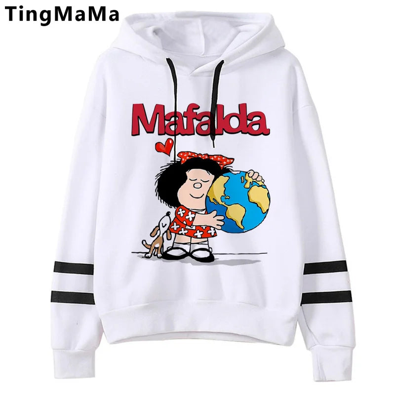 Mafalda-sudaderas con capucha para mujer, sudadera con estampado grunge coreano, estética y2k, 2021