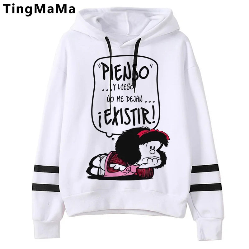 Mafalda-sudaderas con capucha para mujer, sudadera con estampado grunge coreano, estética y2k, 2021