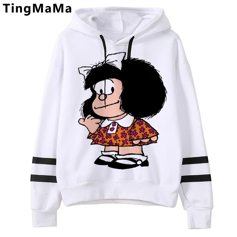 Mafalda-sudaderas con capucha para mujer, sudadera con estampado grunge coreano, estética y2k, 2021