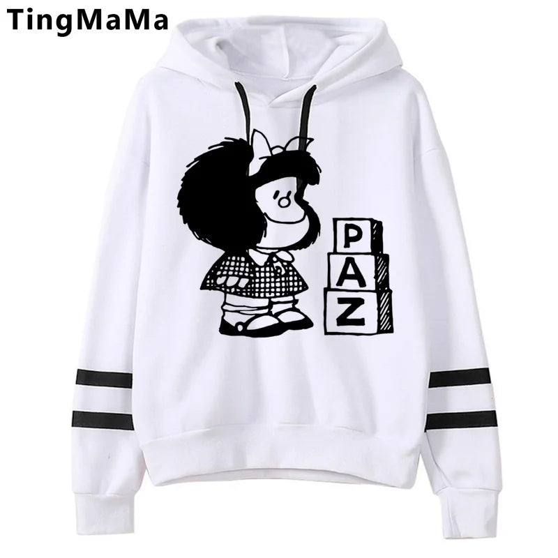 Mafalda-sudaderas con capucha para mujer, sudadera con estampado grunge coreano, estética y2k, 2021