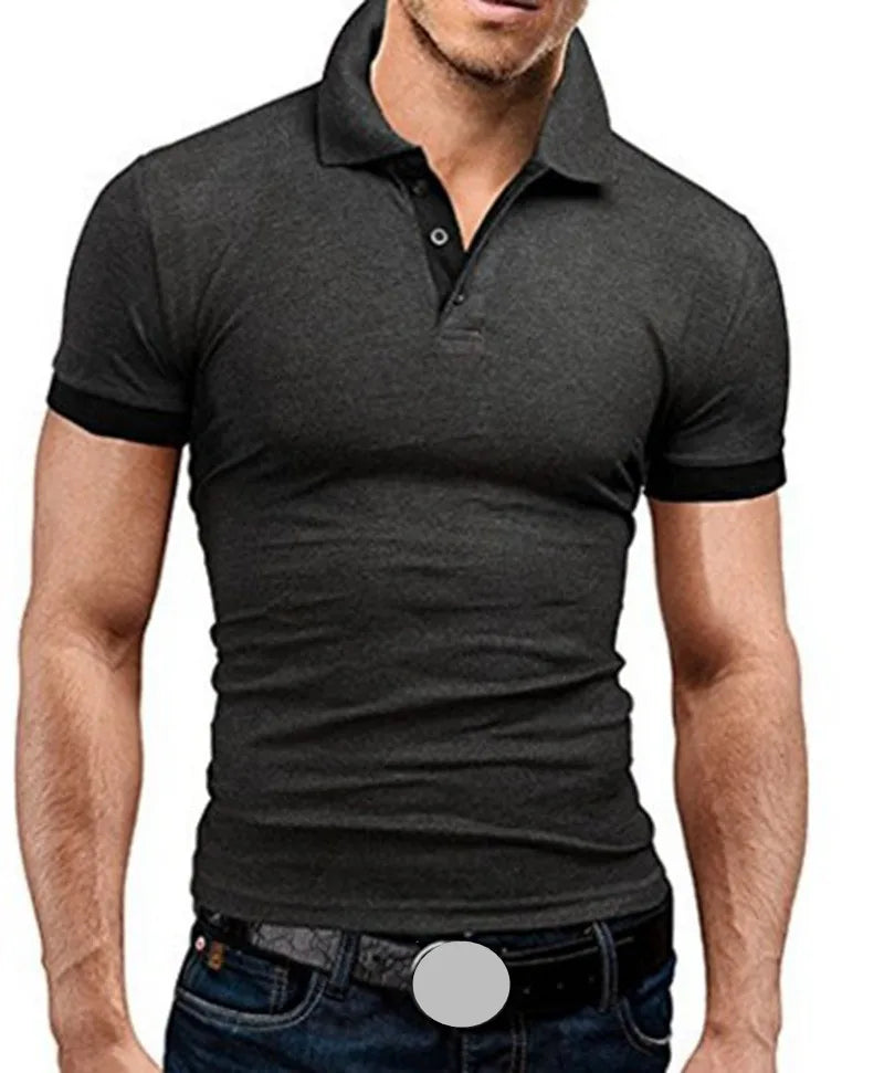 MRMT 2025 nueva camiseta para hombre, pantalón corto informal con solapa, camiseta de manga corta con costuras para hombre, jersey de Color sólido, camiseta para hombre