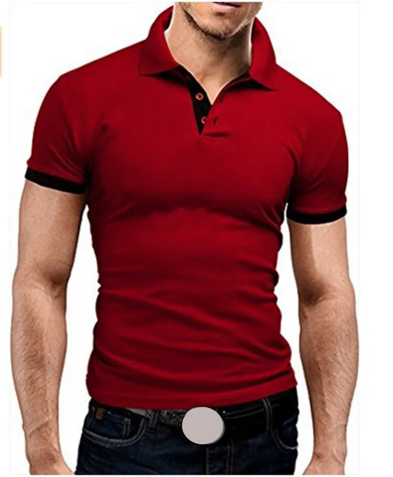 MRMT 2025 nueva camiseta para hombre, pantalón corto informal con solapa, camiseta de manga corta con costuras para hombre, jersey de Color sólido, camiseta para hombre