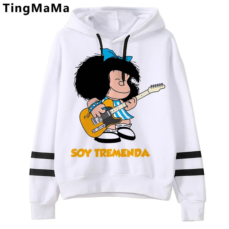 Mafalda-sudaderas con capucha para mujer, sudadera con estampado grunge coreano, estética y2k, 2021