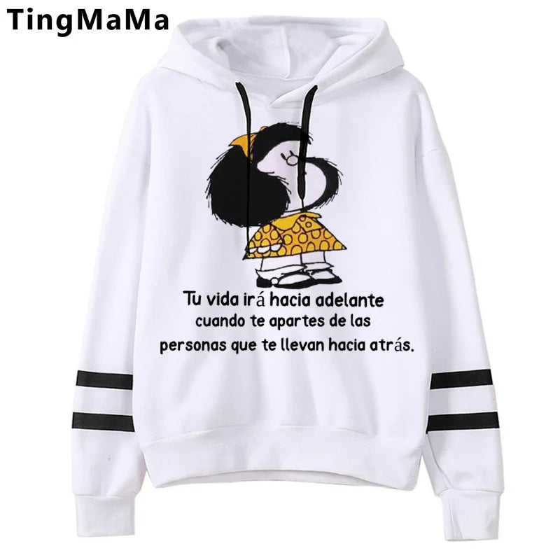 Mafalda-sudaderas con capucha para mujer, sudadera con estampado grunge coreano, estética y2k, 2021