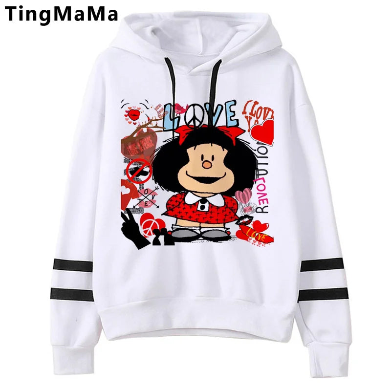 Mafalda-sudaderas con capucha para mujer, sudadera con estampado grunge coreano, estética y2k, 2021