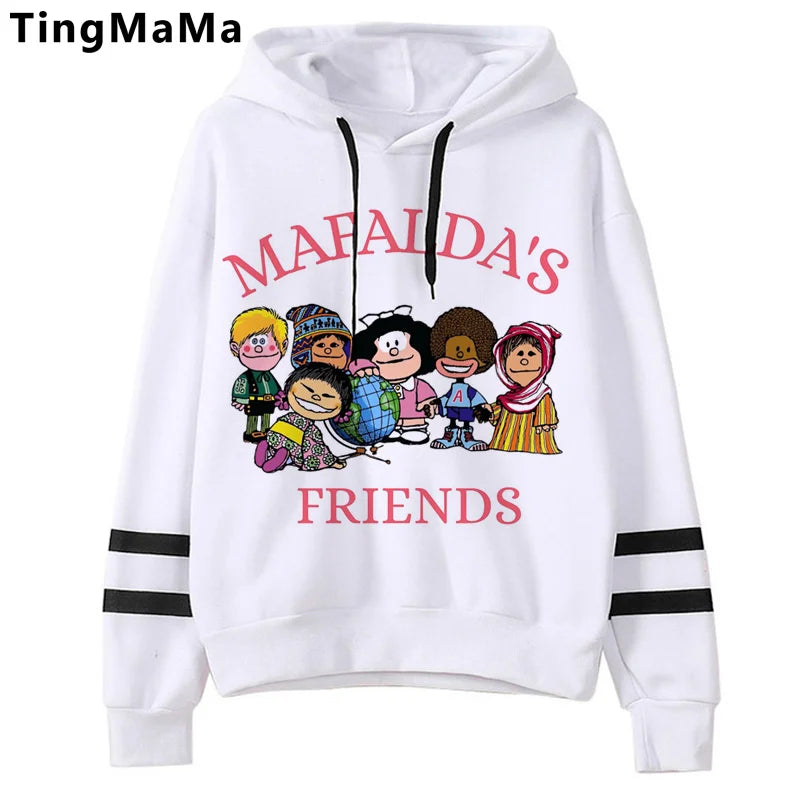 Mafalda-sudaderas con capucha para mujer, sudadera con estampado grunge coreano, estética y2k, 2021