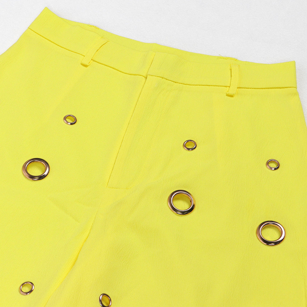CM.YAYA-Conjunto de dos piezas para mujer, Top sin mangas y pantalones de pierna ancha, traje calado con agujeros, chándal de calle Sexy de verano