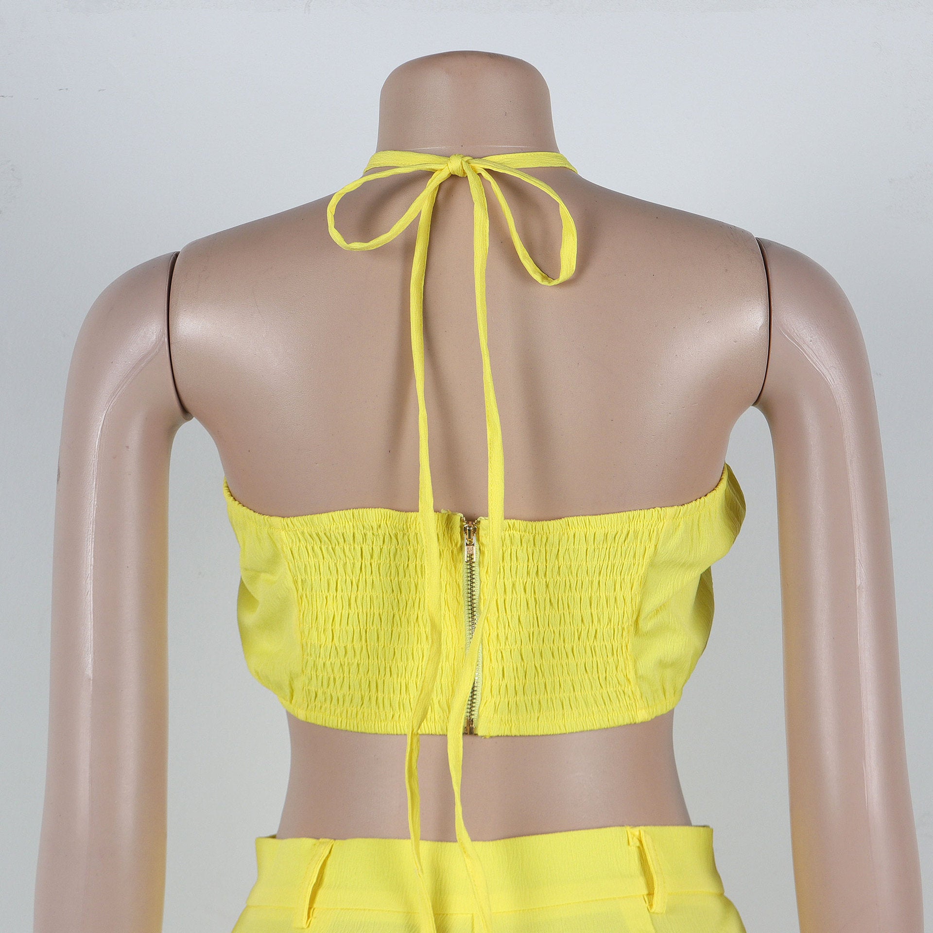 CM.YAYA-Conjunto de dos piezas para mujer, Top sin mangas y pantalones de pierna ancha, traje calado con agujeros, chándal de calle Sexy de verano