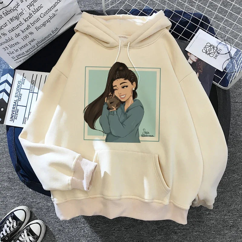Sudadera con capucha de Ariana Grande Harajuku divertida para mujer/hombre, sudadera de los años 90, ropa para mujer/hombre, jerséis gráficos, capucha de gran tamaño Ulzzang Tumblr