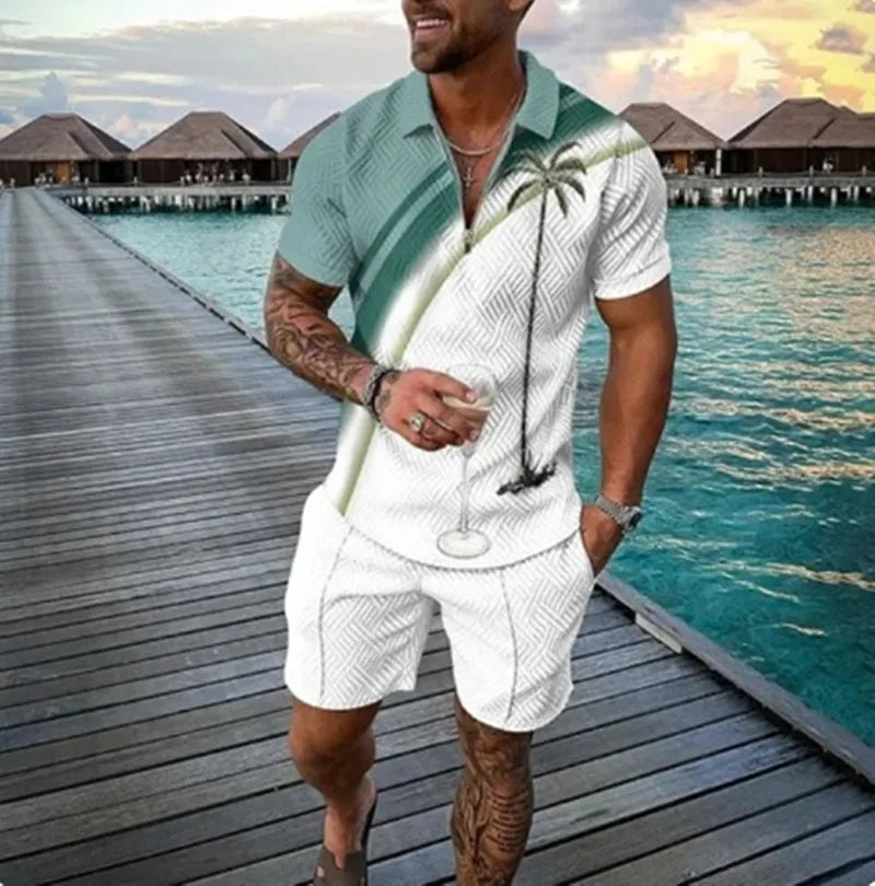 Chándal 3D Hombre | Polo Cremallera + Pantalón Corto Verano