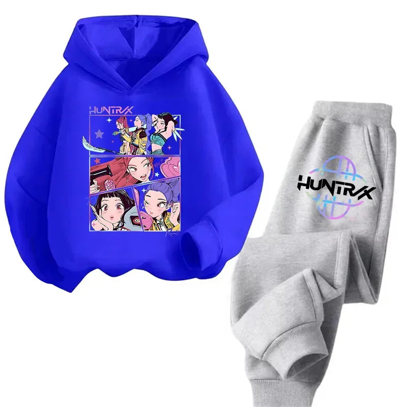 Kpop Demon Hunters Kawaii Jersey sudadera Anime Trucksuit dibujos animados niñas niño niños ropa conjuntos unisex sudaderas con capucha para niños