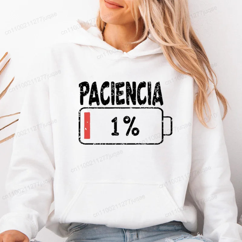 Sudadera con capucha de otoño/invierno para mujer, sudadera con estampado de letras españoles vibrantes, sudaderas con capucha, regalo, jersey Unisex, ropa deportiva, Top