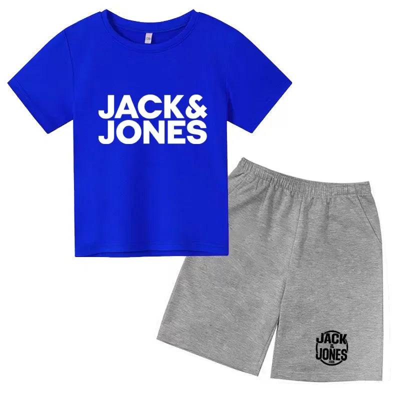 Conjuntos de Ropa para Niños y Niñas de 4 a 14 Años, Camisetas Transpirables de Verano con Estampado de Letras Sencillas y a la Moda + Pantalones Cortos, 2 Piezas