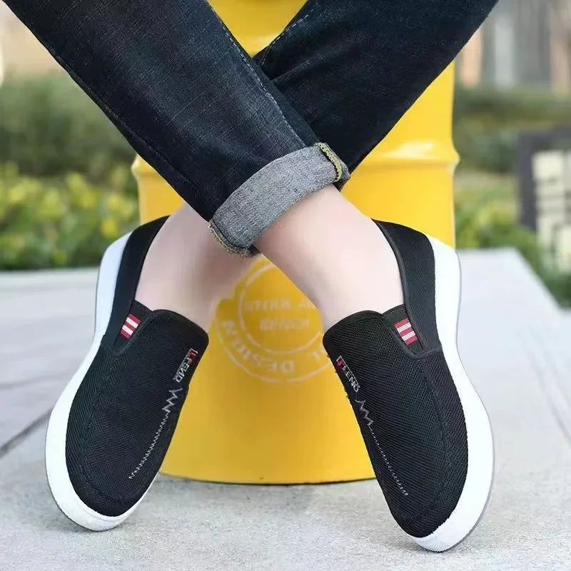 Zapatos de hombre, zapatillas de lona transpirables para jóvenes, zapatos de tenis para caminar, mocasines para conducir, mocasines para casa, zapatos planos para patinar y trabajo