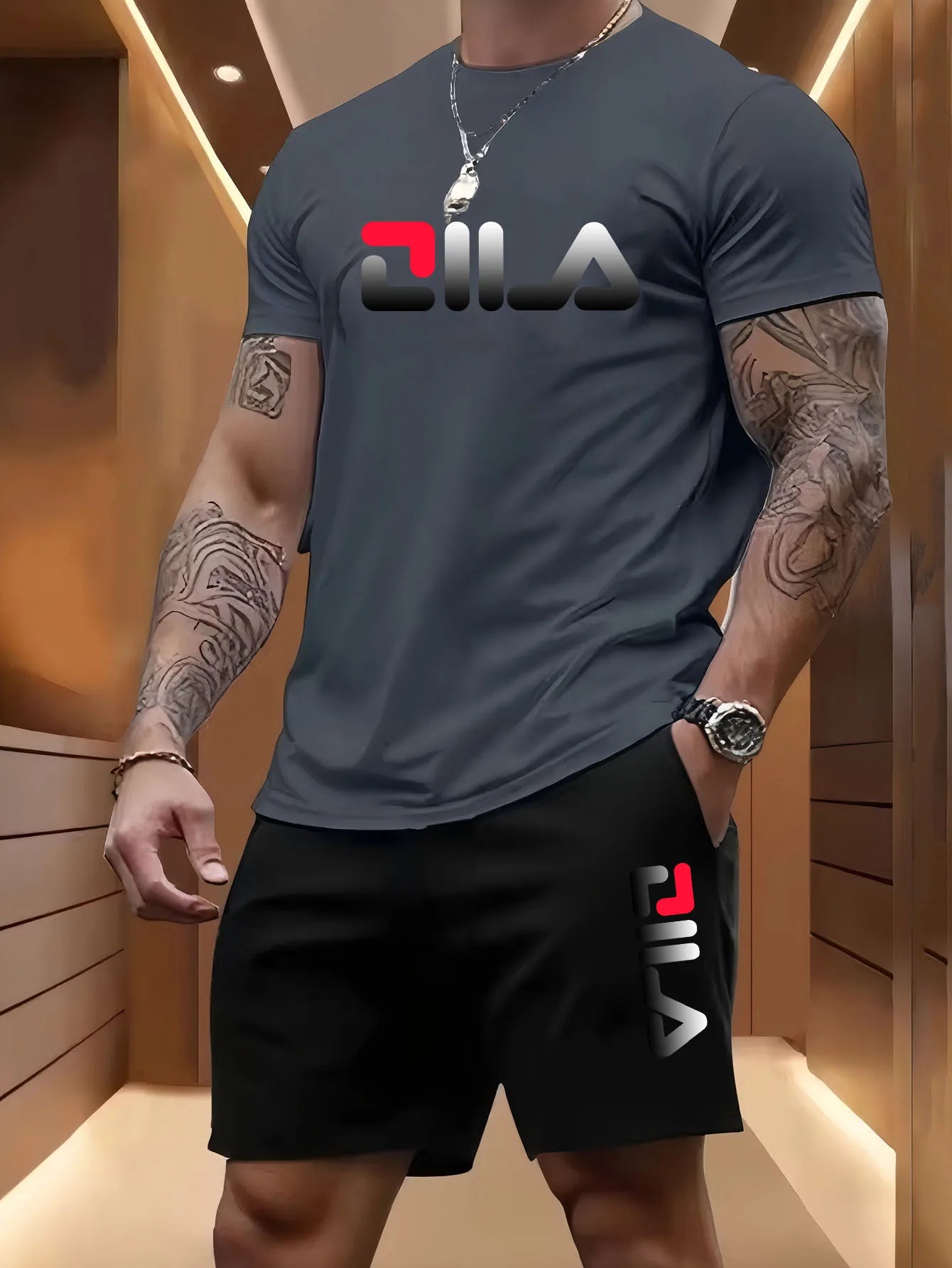 Conjunto Deportivo de Verano para Hombre, Informal, para Playa, Baloncesto, Deportes al Aire Libre, Cómodo, de Dos Piezas, con Camiseta Holgada y Pantalones Cortos a la Moda