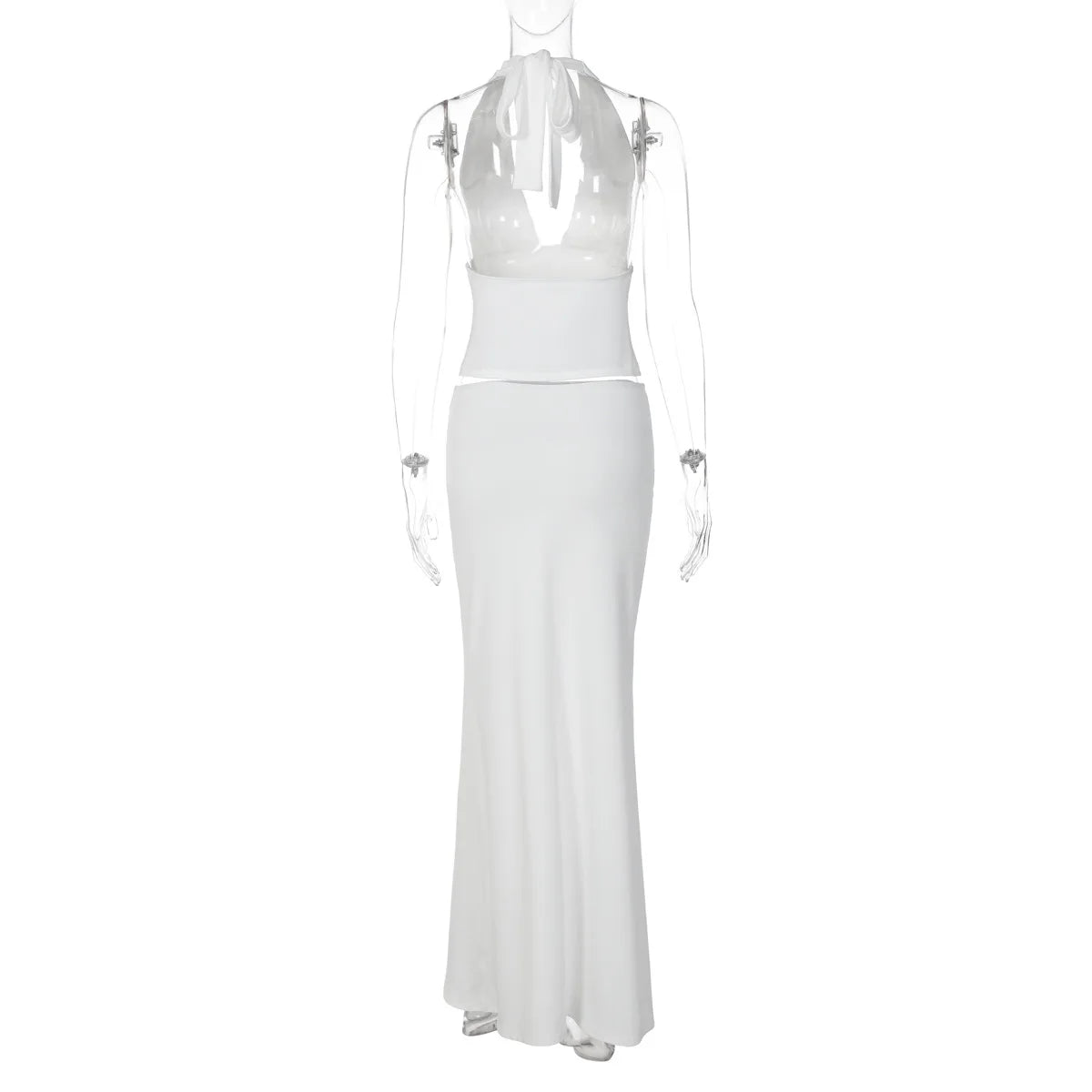 Conjunto de Vestido de 2 Piezas para Mujer Tuularose, Top Sexy con Cuello Halter y Falda con Tiras, Conjunto Elegante para Fiesta de Verano