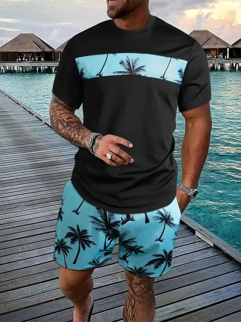 Conjunto Hawaiano Hombre | Camiseta y Pantalón Corto Playa